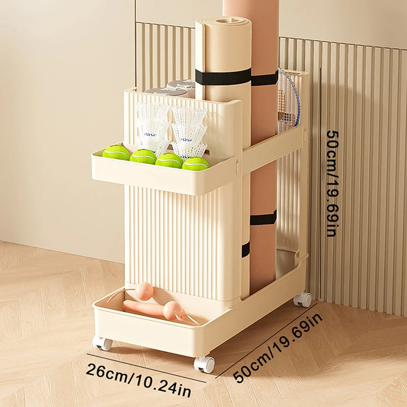 Gym Equipment Holder With Wheels Sports Equipment Storage Rack Yoga Mat Storage Basket Fitness Equipment Sports Tools Organizer