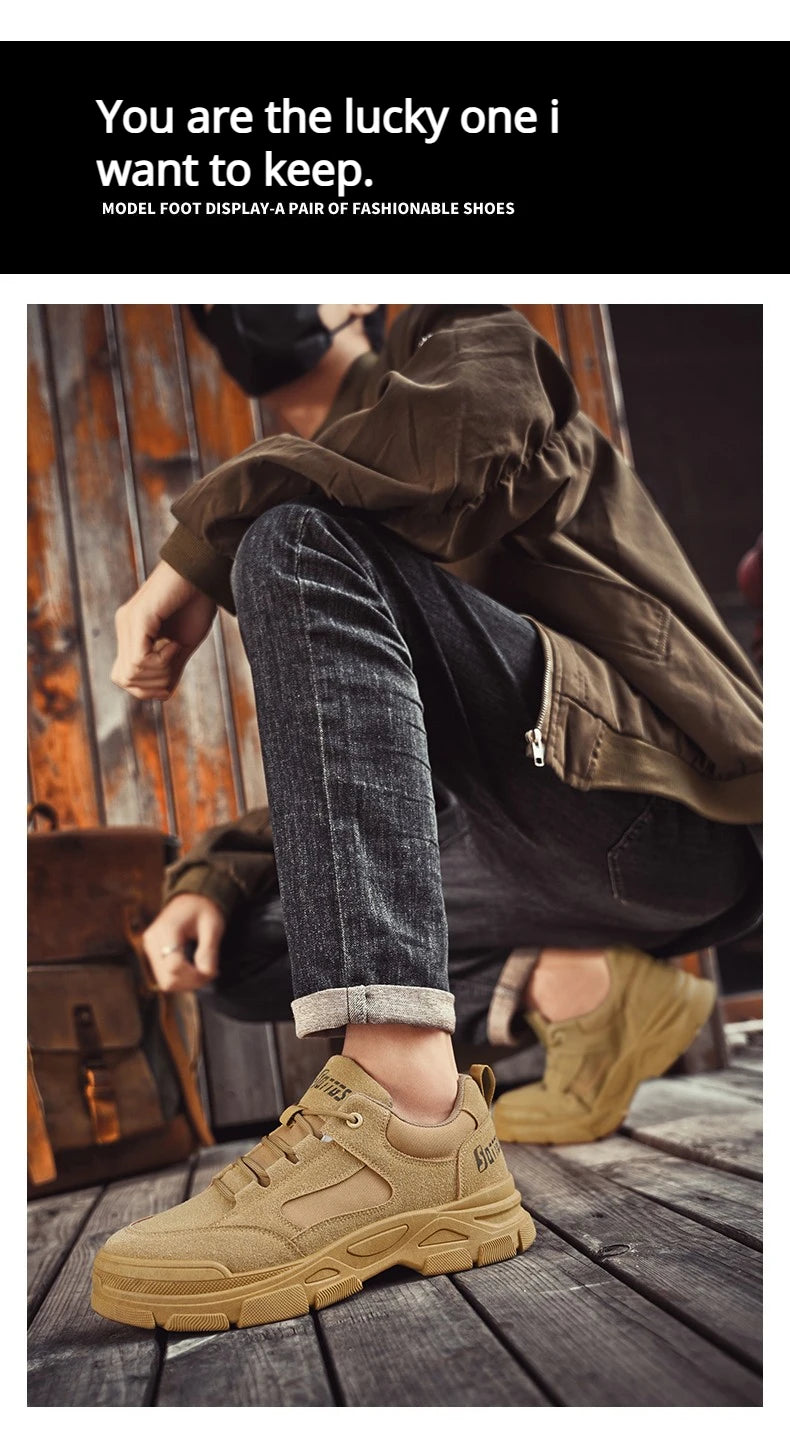 Hiking Shoes Sporty Simple Comfortable Men's Spring New Breathable Anti Slip Wear Breathable Fashionable Trendy Board Shoes