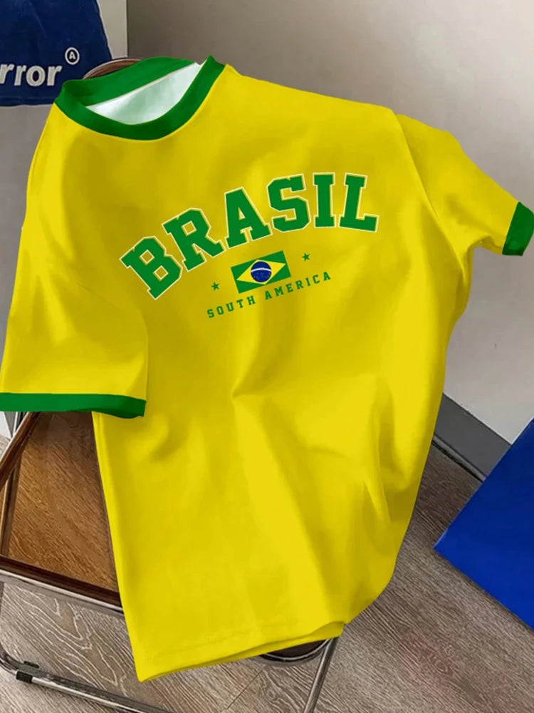 Brazil Flag 3D Printed T Shirt For Men Women Brazilian Sports Pattern T-Shirts Summer Fashion Casual O-Neck Loose Cosplay Tees