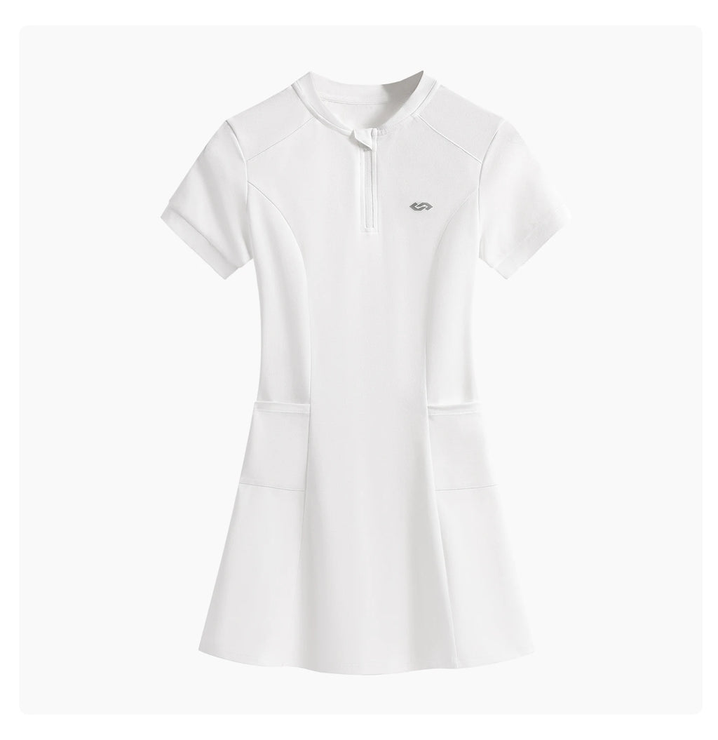 DRUR Elegant Tennis Dress Women Summer Lightweight Quick Dry Sports Dress Back Hollow Out Golf Wear Yoga Clothing Sportswear New