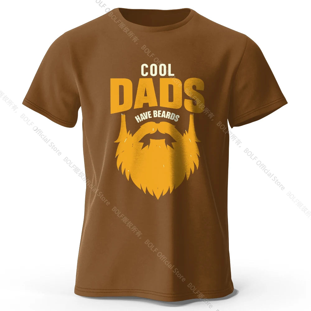 Men's Cool Dad with Beards Printed T-Shirt 100% Cotton Oversized Funny Graphic Tees for Women Summer Tops Humor Streetwear