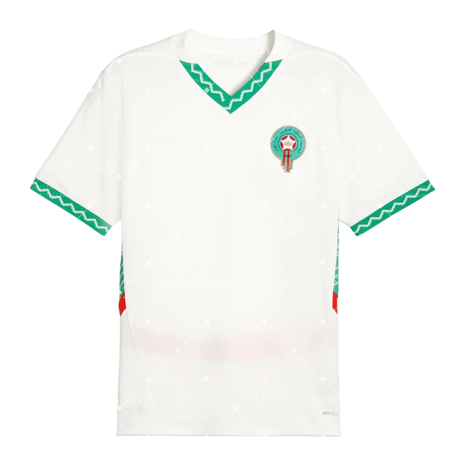 Morocco National Team 2024_25 Home Football Jersey - White Green Red Traditional Pattern Short Sleeve Fan Match Sport Shirt Men