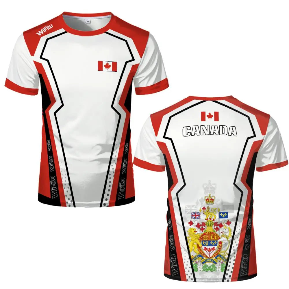 2026 New Canada Flag Printed Men's Football Jersey Breathable Outdoor Sports Training Tee Breathable Men's Women's Casual Top