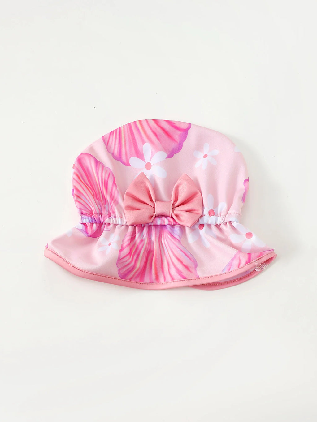 Baby Girl Turtle Print Long Sleeve Onesie Swimsuit with Wood Grain Ruffle Hat Matching Ensemble for Infants And Toddlers