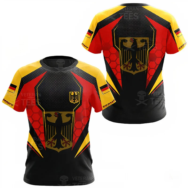 Germany Football Jersey Men Clothing Quick Drying T Shirt 3D Printed Deutsche Eagle Emblem Tops Tee Shirts T-Shirt Short Sleeve