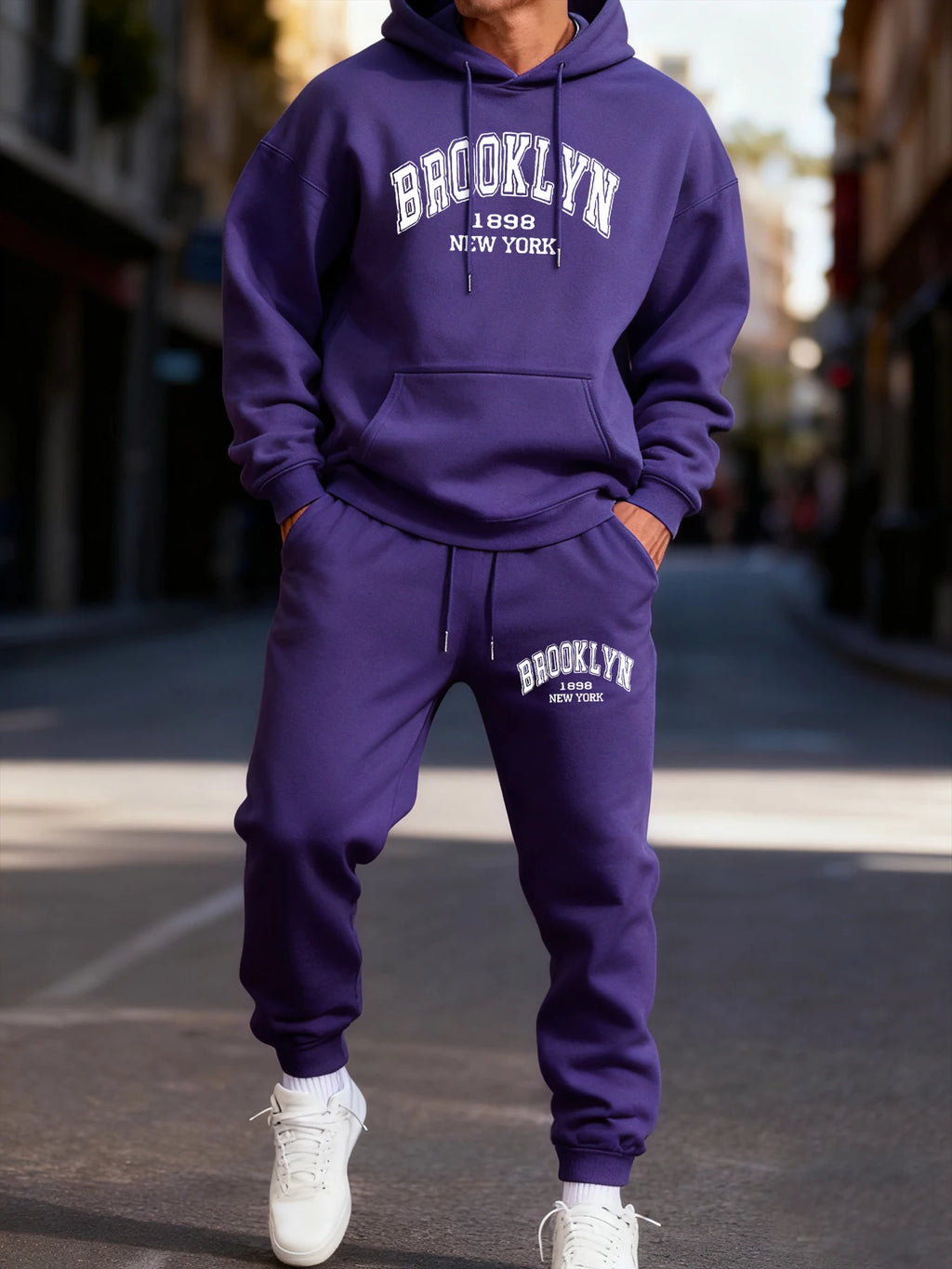 Brooklyn New York 1898 Printing Man Hoodie Set Street Couple'S Two Pices Sets Comfortable Fashion Pants Jogging Loose Streetwear