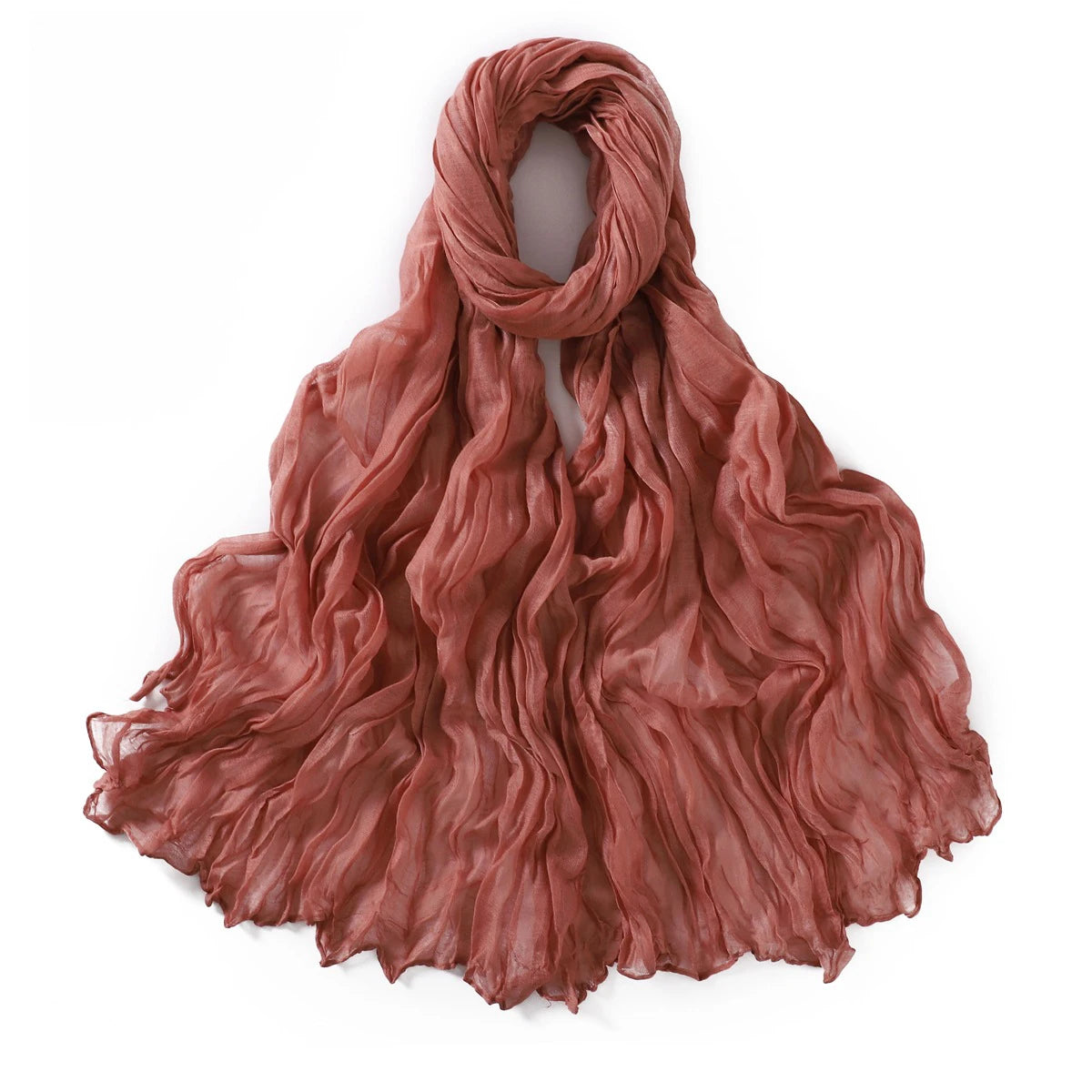 Crumpled Scarf For Women Girls Students Spring New Solid Color Cotton Voile Thin Scarves Soft Knitting Shawl Female Wrap Shawls