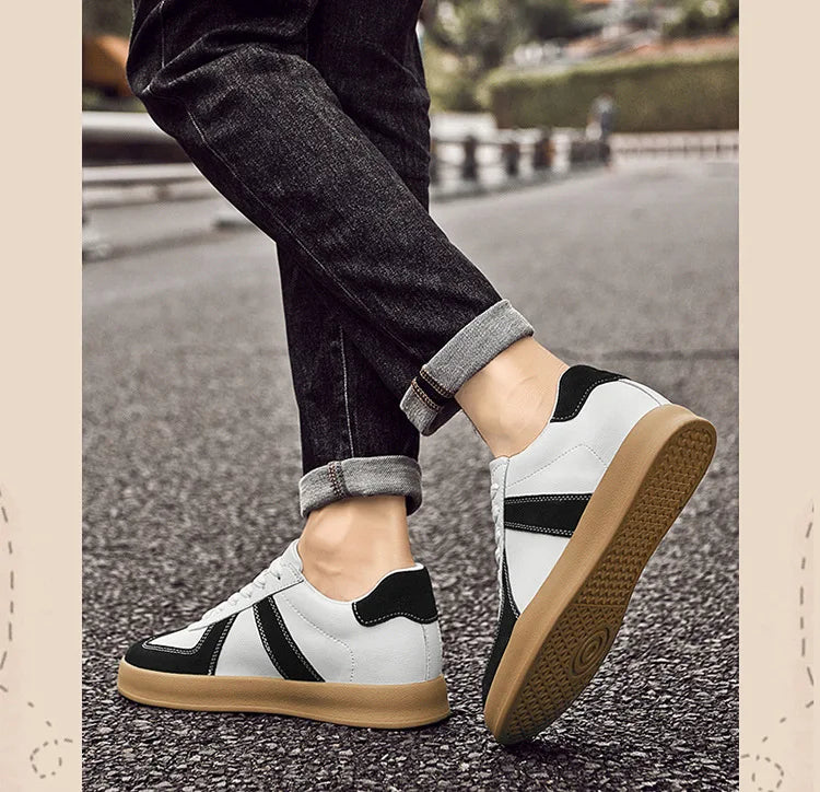 Man Vintage Elevator Shoes Height Increase Insole 8cm Taller Lift Sneakers Shoes Men Leisure Fashion Sports White Shoes