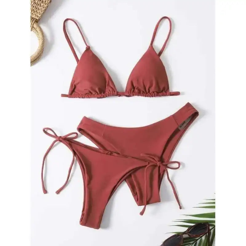 Brazilian Swimsuit Women Sexy Bikini Set Push-up Padded Bra Thong Two Pieces Swimwear Beachwear Bathing Suit Femme