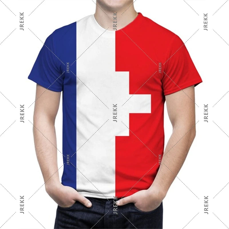 France Football Jersey T-shirt Men Women French Flag Emblem 3D Print Sport T Shirts Summer Fashion Street Trend Short Sleeve Top