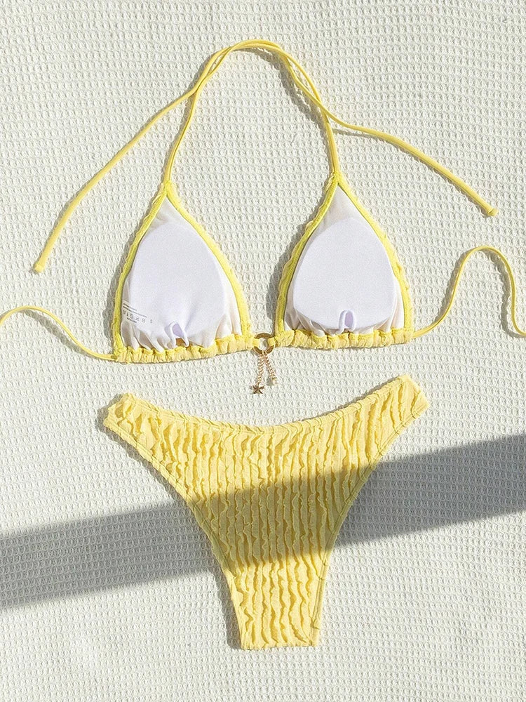 Sexy Bikinis Sets Two-piece Women's Swimsuit Ruffled Halter Neck Bikini 2026 Female Swimwear for Woman Beach Wear Bathing Suit