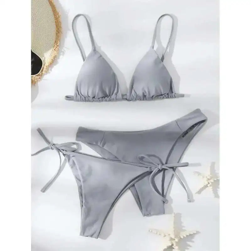 Brazilian Swimsuit Women Sexy Bikini Set Push-up Padded Bra Thong Two Pieces Swimwear Beachwear Bathing Suit Femme