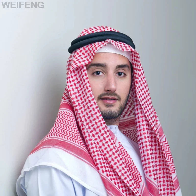 Muslim Shemagh Scarf Traditional Islamic Accessories Headscarf Islamic Neck Wrap Headscarf Windproof Arab Keffiyeh Shemagh Scarf