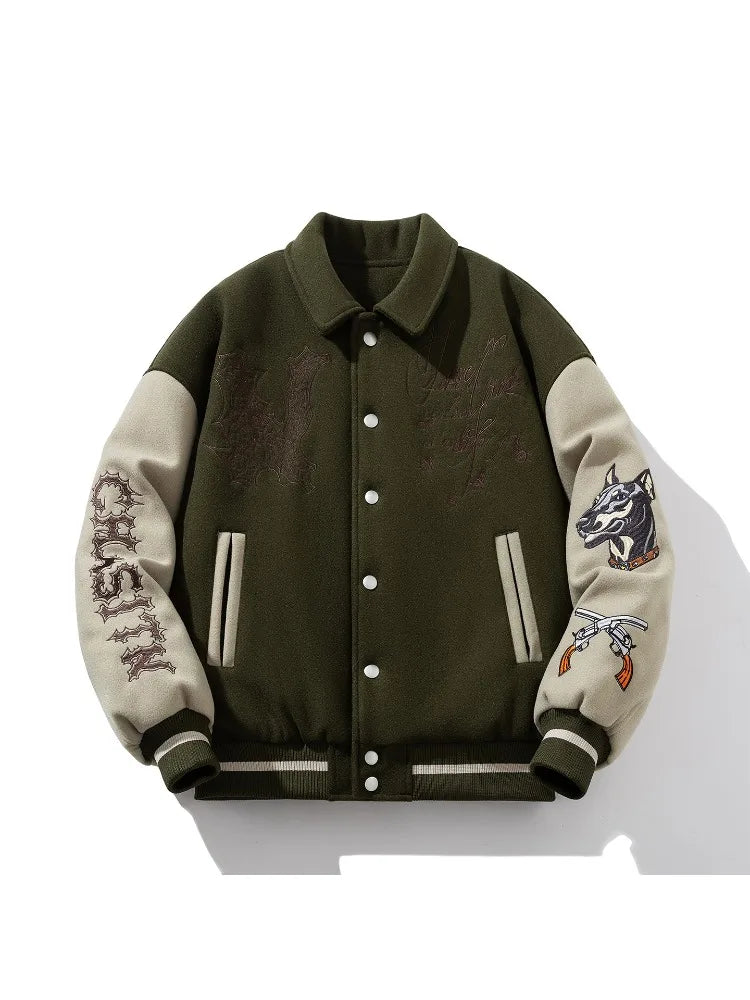Man Baseball Jacket Winter Letter Embroidery Varsity Jacket Women American Vintage Coat Warm Fashion Hip Hop Original Original