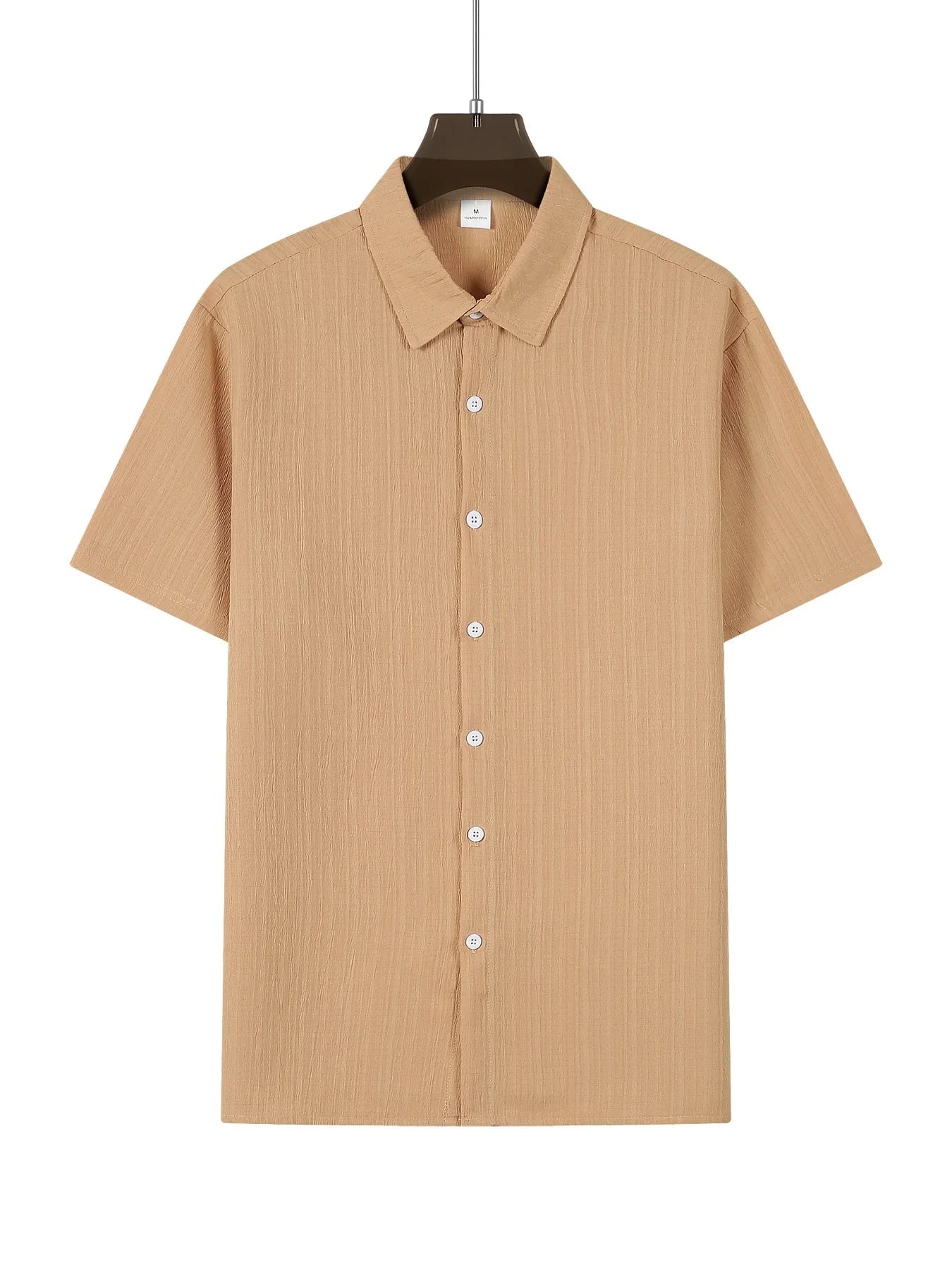 Shirt  Hawaiian Shirt Short Sleeve Cardigan Striped Lapel Solid Color All-match Breathable Quick Drying Men's Casual Shirt