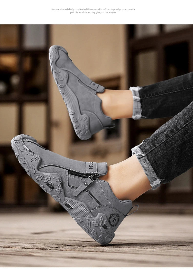 Man Sneakers Designer Short Boots Fashion Leather Men Casual Shoes Comfortable Outdoor Lightweight Flats Anti Slip Walking Shoes