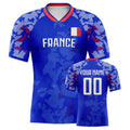 Custom France Soccer Jersey Personalized Name Number, National Team Football Shirt V-Neck Flag Design for Men Youth Women