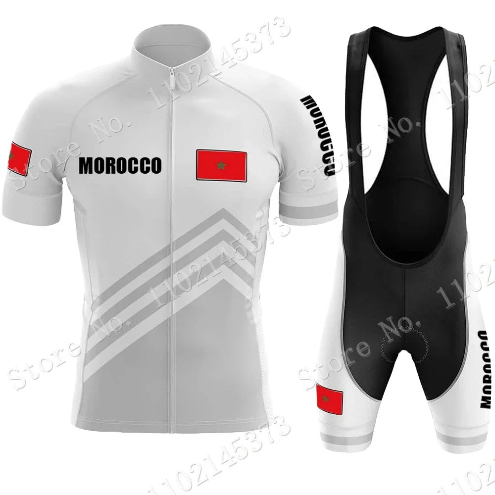Morocco National Team 2024 Cycling Jersey Set Summer Cycling Clothing Road Bike Shirts Suit Bicycle bib Shorts MTB Maillot