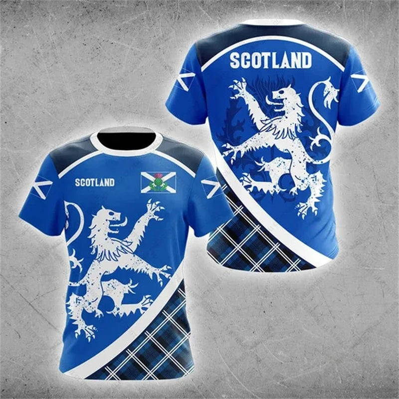 Scottish Flag National-themed Men's T-shirt 3D Printed Outdoor Men's Clothing Training Quick-drying Breathable Football Jersey