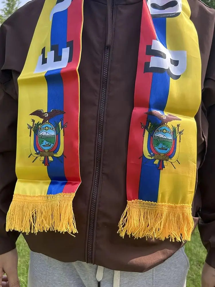 Colombia Scarf 14x135cm Double-sided Printed Colombia Flag Satin Colombia Scarf Suitable for 2026 world cup Sports Events