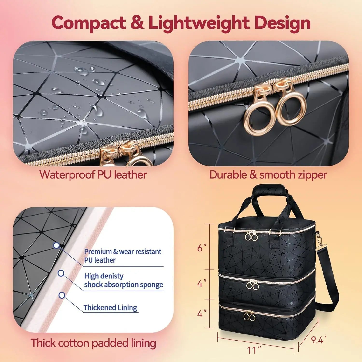 Nail Artist Bag Portable Nail Polish Storage Bag Manicure Kit Case With 2 Removable Cases Storage Bag Essential Oil Storage Box