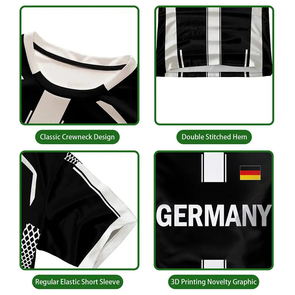 Germany National Flag Print Soccer Jersey Men Women Patriotic Sport T-Shirt  Summer Outdoor Sports Quick-Drying T-Shirt