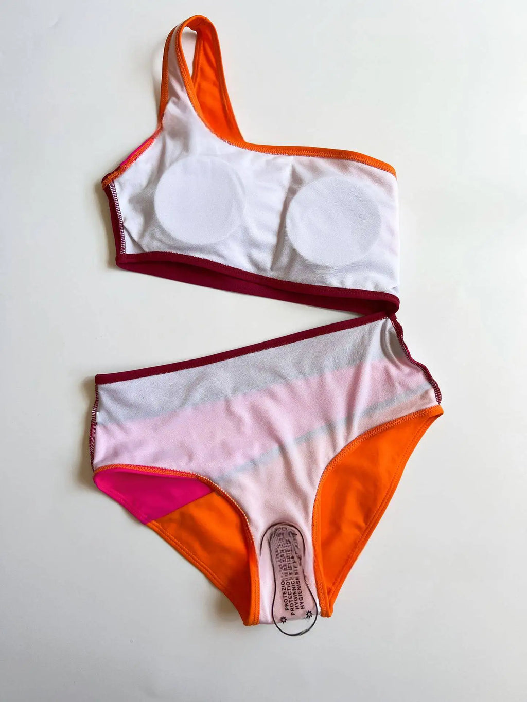 Cikini One-Piece Swimsuit With Colorblock Hollow-Out One Shoulder Neckline Summer Beach Swimwear Bathing Suit For Women