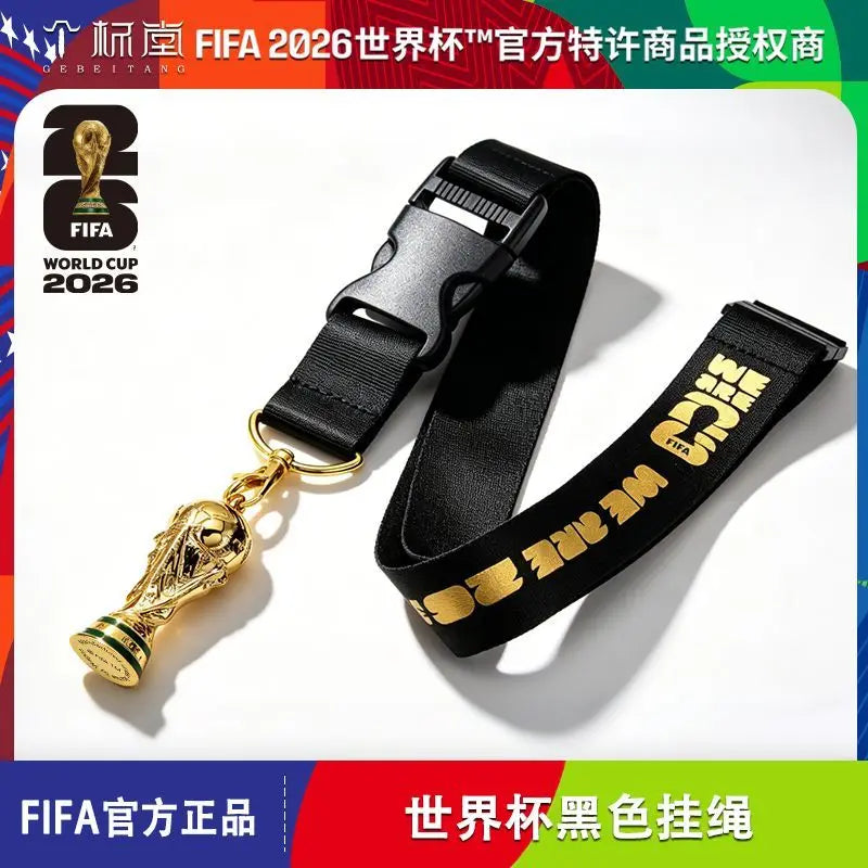 Official Licensed FIFA 2026 World Cup USA Canada Mexico Black Trophy Lanyard Football Fans Neck Strap Pendant Accessories