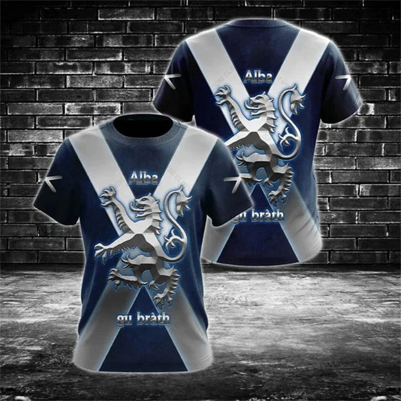 Scottish Flag National-themed Men's T-shirt 3D Printed Outdoor Men's Clothing Training Quick-drying Breathable Football Jersey