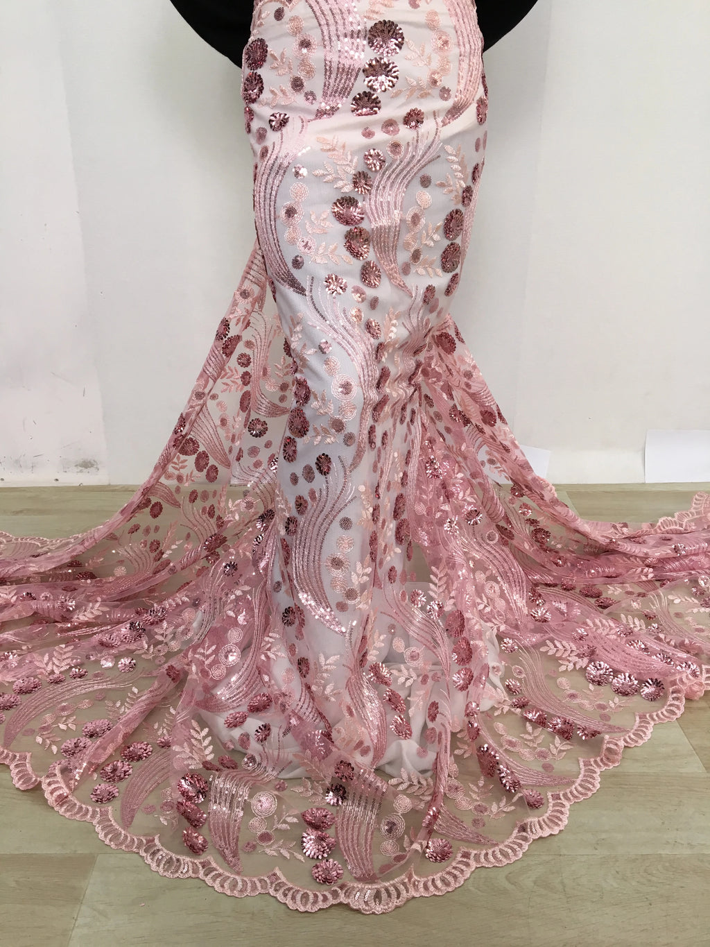 African French Mesh Lace Beads Fabric Luxury Nigerian Net Lace with Sequins Wedding Dresses For Women High Quality,5yards TY4771