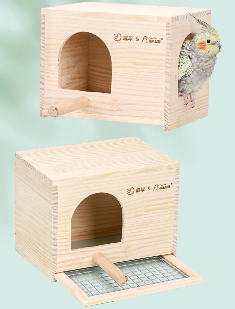 Wooden Bird House Nest Birds Breeding Box Pet Bird House Nest Bird Parrot Breeding Cages Pet Accessories Home Balcony Decoration