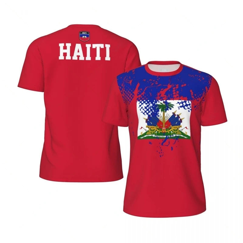 Haiti Flag 3D Printed Jersey Summer Fashion Short Sleeve Casual Mens Sports T Shirt Quick Dry Breathable Football T-shirts