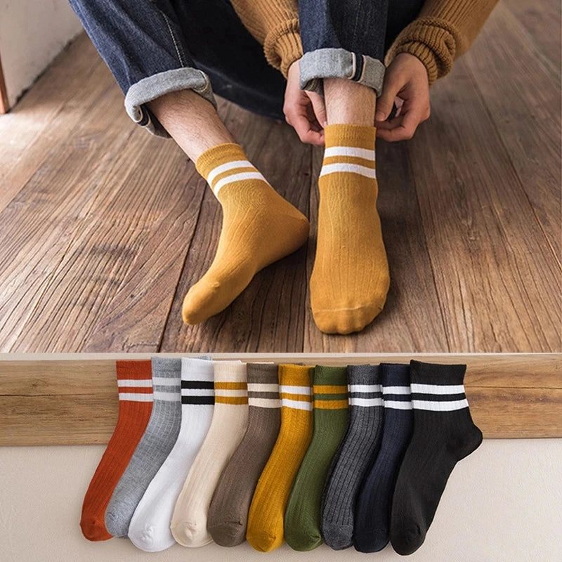 10pcs=5 Pairs Comfort Cotton Men's Socks High Quality Sport Breathable Summer Autumn Socks Long Sock For Mens Calcetines Sokken