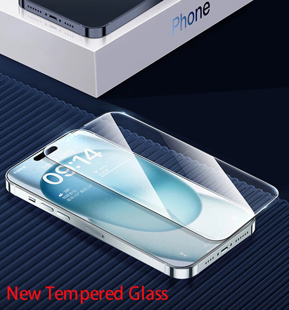 4Pcs Tempered Glass For iPhone 16 15 14 13 12 11 Pro Max Screen Protector For iPhone 7 8 Plus X XS Max XR Protective Glass Film