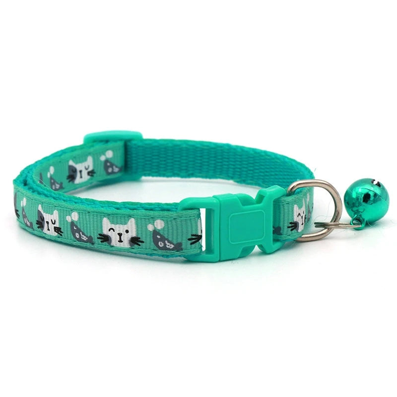 Collar Bell Colorful Cats Pattern Pet Accessories Dog Cat Adjustable Collars For Puppy Kitten DIY Small Animal
