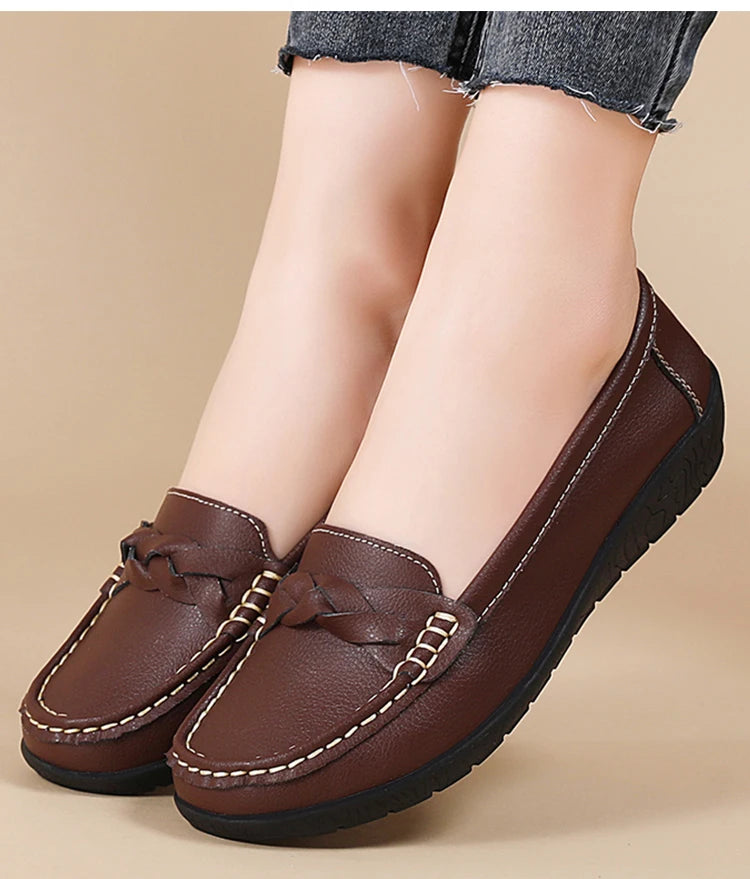 Shoes Women 2025 New Loafers Slip On Flats Leather Shoes Woman Comfortable Flat Shoes Women White Zapatos Mujer Women's Footwear