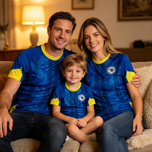 2026 Bosnia and Herzegovina Men's Sports Jersey Crew Neck T-shirt Quick Dry Breathable Football Training Shirt Family Kids Tees