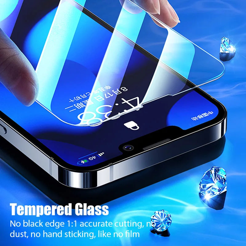 4PCS Tempered Glass For iPhone 16 17 15 14 13 12 11 Pro Max SE 2020 2022 X XR XS Screen Protector for iPhone Air 13 Mini 14 Plus