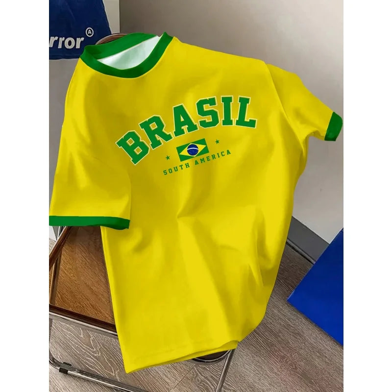 Brazil Flag 3D Printed T Shirt For Men Women Brazilian Sports Pattern T-Shirts Summer Fashion Casual O-Neck Loose Cosplay Tees