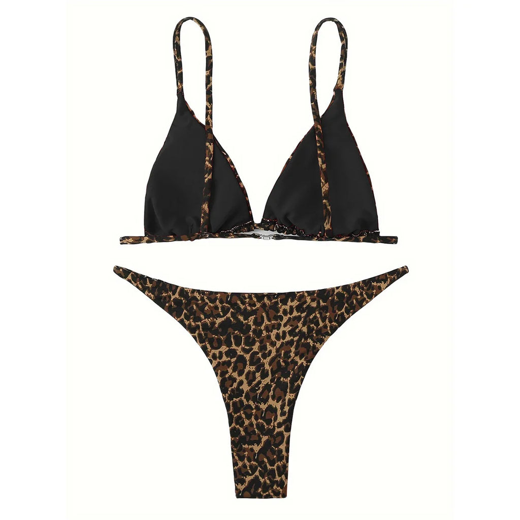 XS - L Sexy Leopard Brazilian Bikini Swimsuit Female Swimwear Women Two-pieces Bikini set Bather Bathing Suit Swim Wear V1149