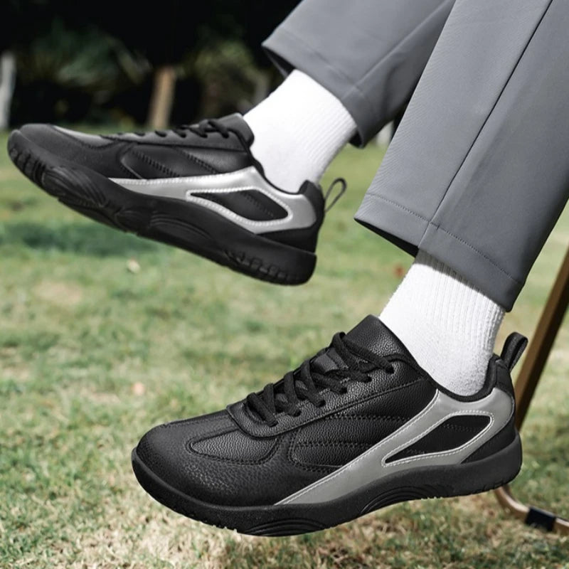 Men's Sports Shoes New Low Heel Round Toe Flat Heel Leather Surface Breathable and Comfortable Lace-up Couple's Style