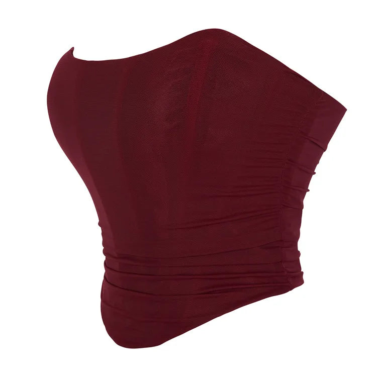 Women's Corset Crop Tops Summer Breathable Mesh Sleeveless Off Shoulder Bustier Skinny Fit Casual Tanks