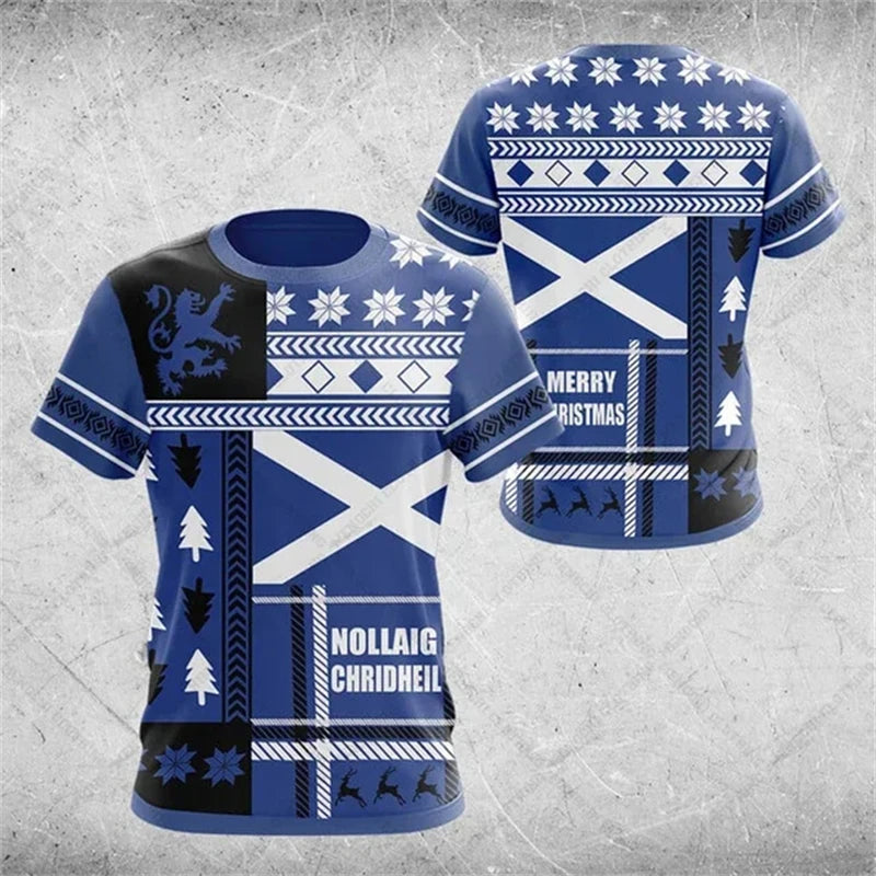 Scottish Flag National-themed Men's T-shirt 3D Printed Outdoor Men's Clothing Training Quick-drying Breathable Football Jersey
