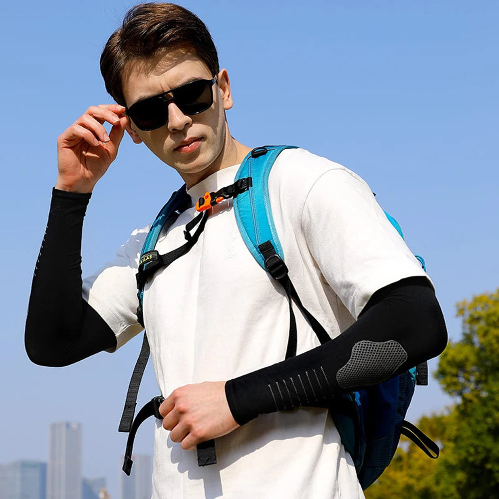 Ice Silk Sport Arm Sleeves Outdoor Travel Running Gym Fitness Cycling Sun UV Protection Arm Warmers Summer Sunscreen Arm Sleeves