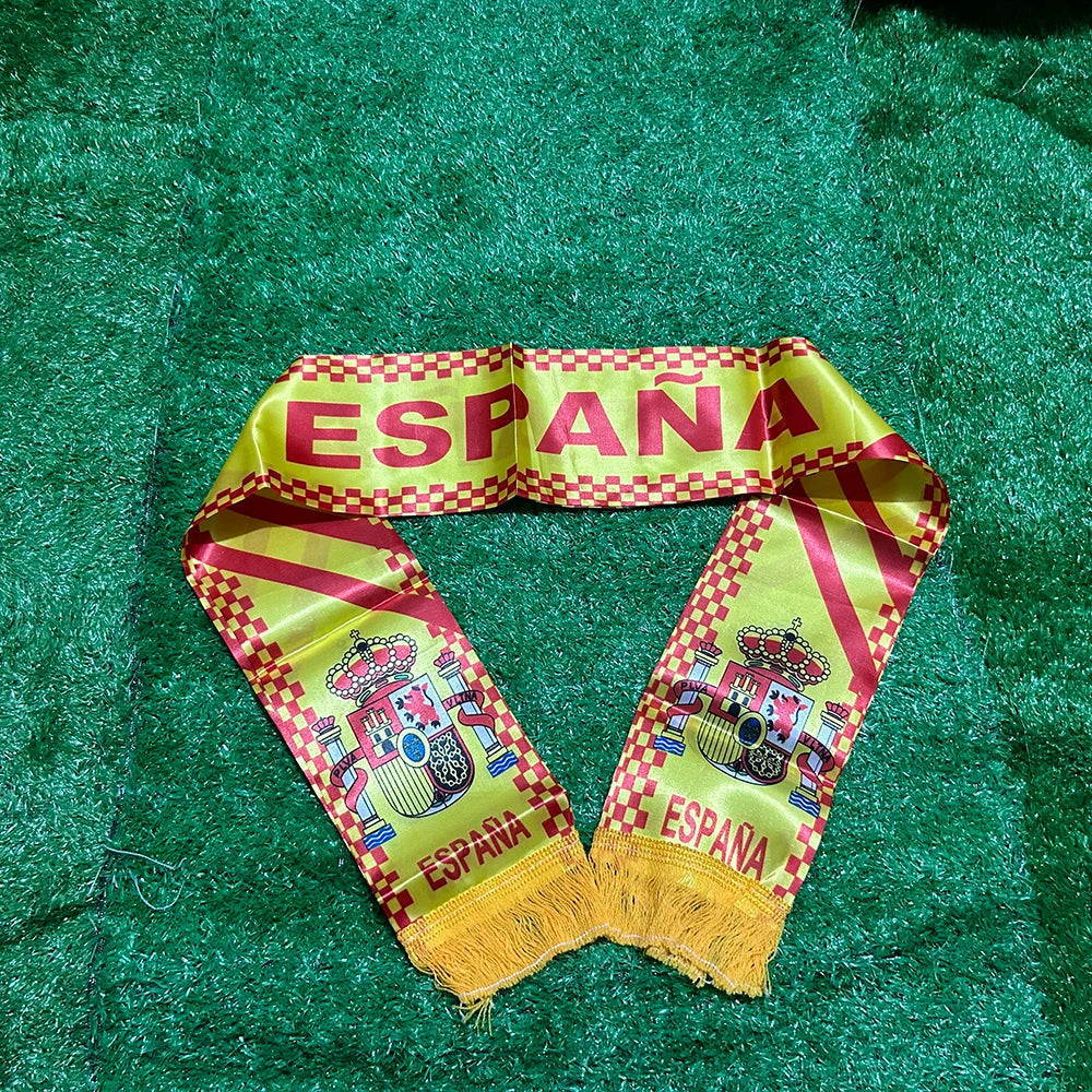 SKY FLAG Spain scarf 14x130cm Double Side Printing Satin Football Soccer Fans Spain Scarf flags banner for sport decoration