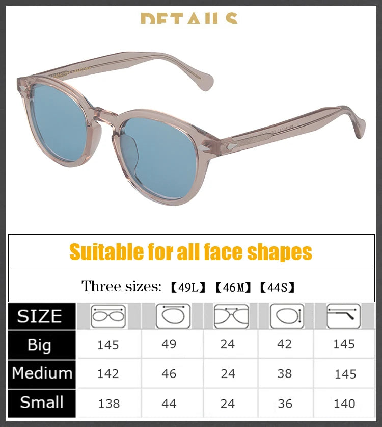 Johnny Depp Sunglasses Man Polarized Sun Glasses Luxury Brand Vintage Acetate Frame Blue Night Vision Goggles Woman