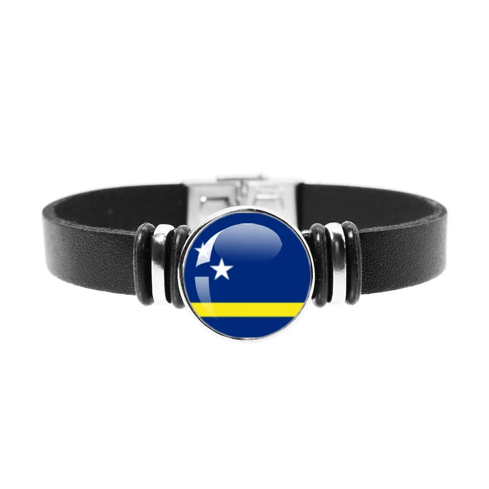 National Flag Bracelet Swiss Mexico Brazil Haiti Australia Germany Watch Strap Leather Bracelet Bangle Fashion Party Jewelry Gif