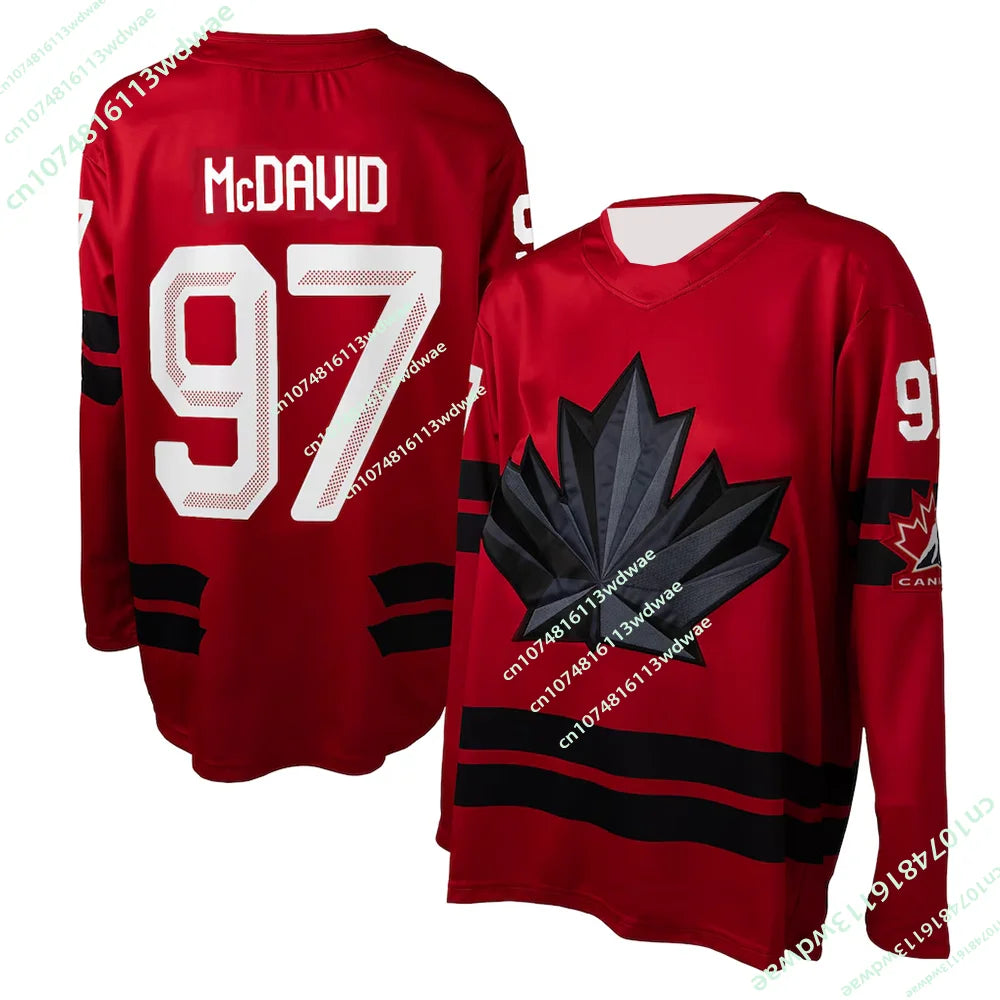 2026 New Arrival Canada Ice Hockey Game Jersey McDavid Fan Special Hockey Jersey Men's Long-Sleeve Athletic T-Shirt Family Kids