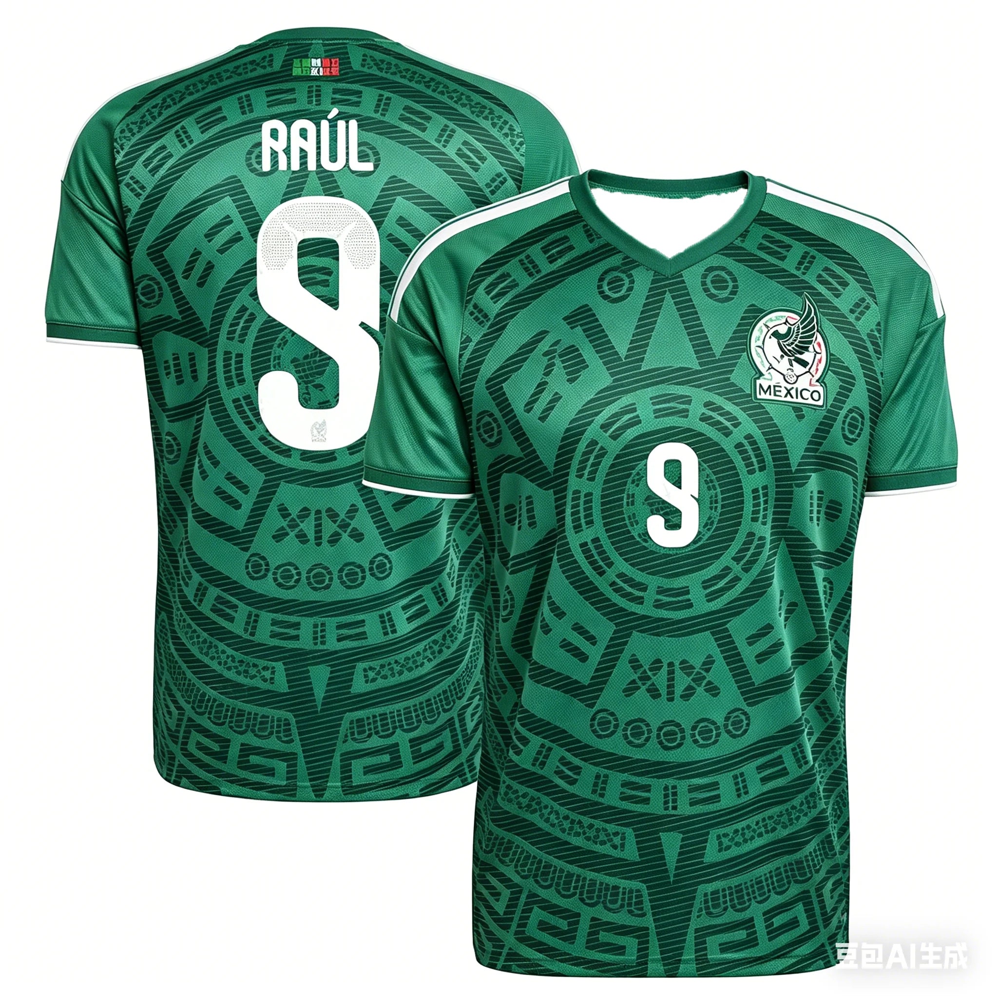 Classic Adult and Kids T-Shirt Retro Breathable Soccer Jersey Mexico Football Fan Raul No#9 Soccer Jersey for All Seasons