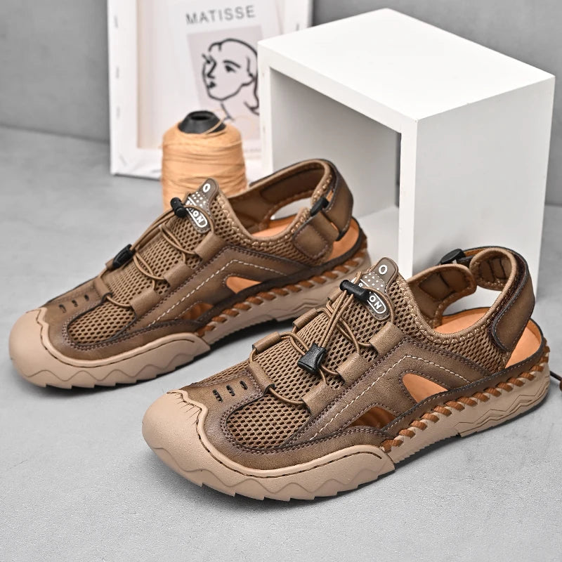 New Mens Sandals Summer Breathable Mesh Sandals Men Outdoor Casual Lightweight Beach Sandals Fashion Men Shoes Large Size 38-46